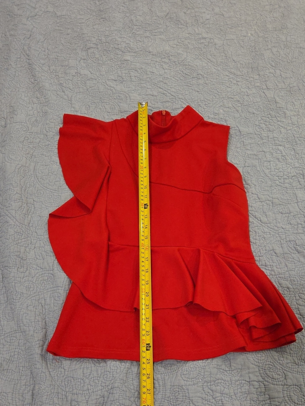 Gracia Red One-Shoulder Ruffle Peplum Top Size S! - Picture 8 of 8